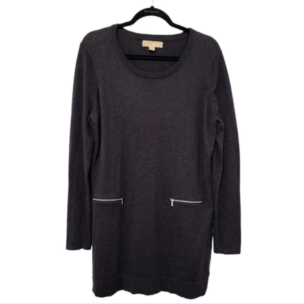 Michael Michael Kors Dark Gray Sweater Dress, Cotton Angora Blend,‎ Size XL